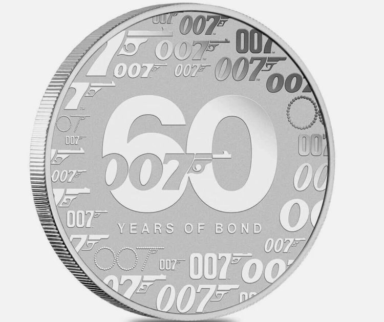 2022 Tuvalu 1 oz .9999 Silver 60 Years of James Bond 007 BU in capsule