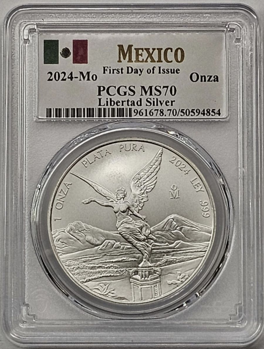 2024 México 1 oz Silver Libertad Onza FDI - PCGS MS-70 First Day of Issue