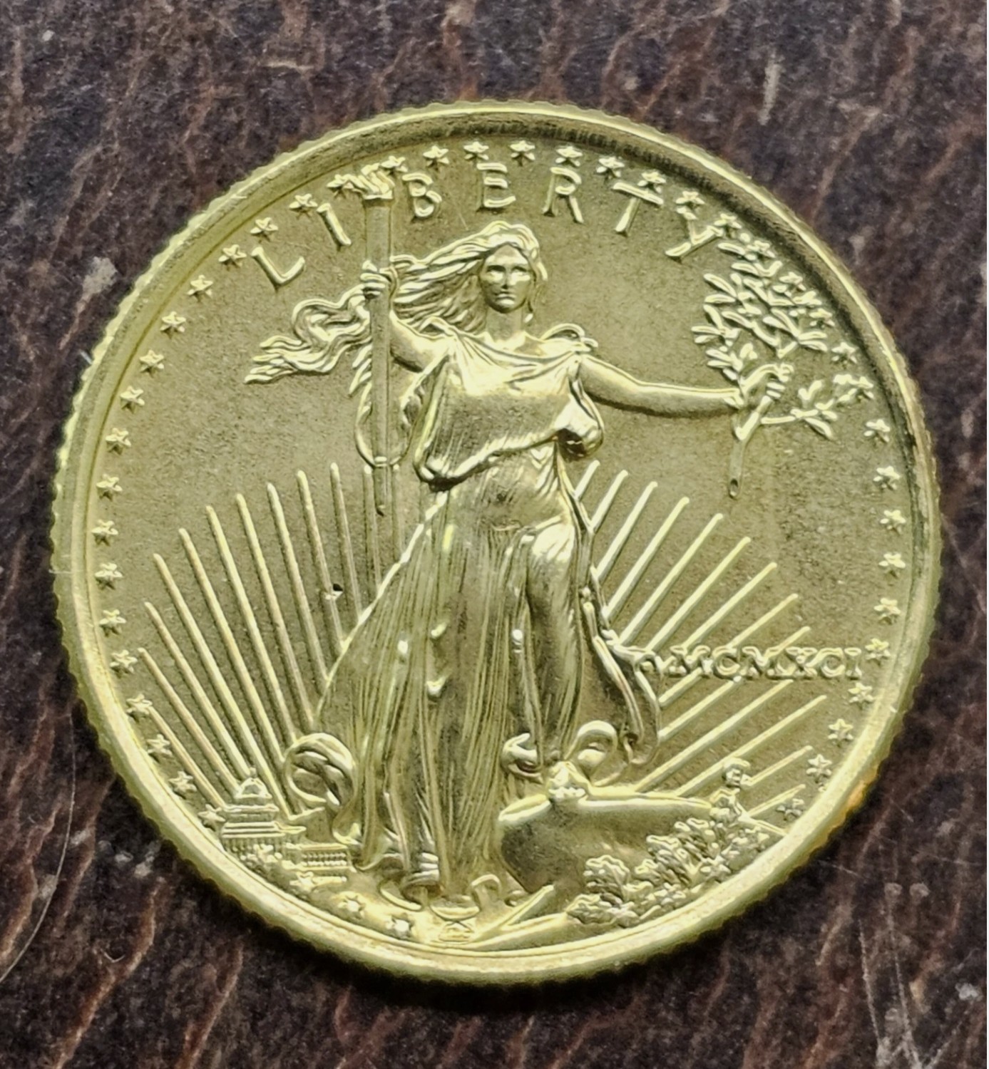 1991 1/10 oz American Gold Eagle (MCMXCI) Capsule - Details OBV/REV