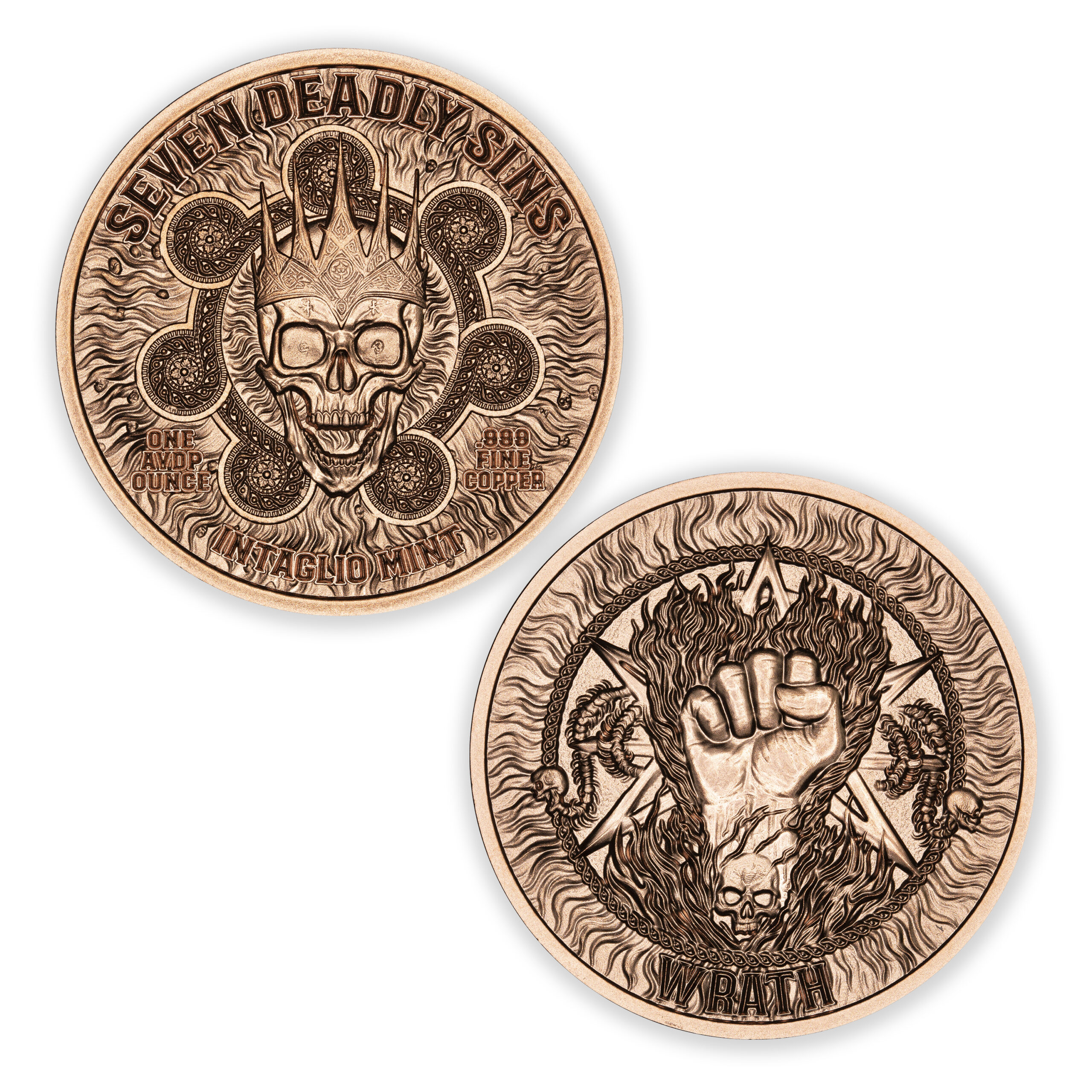 Wrath – 1 AVDP Oz .999 Fine Copper Round | Seven Deadly Sins Series