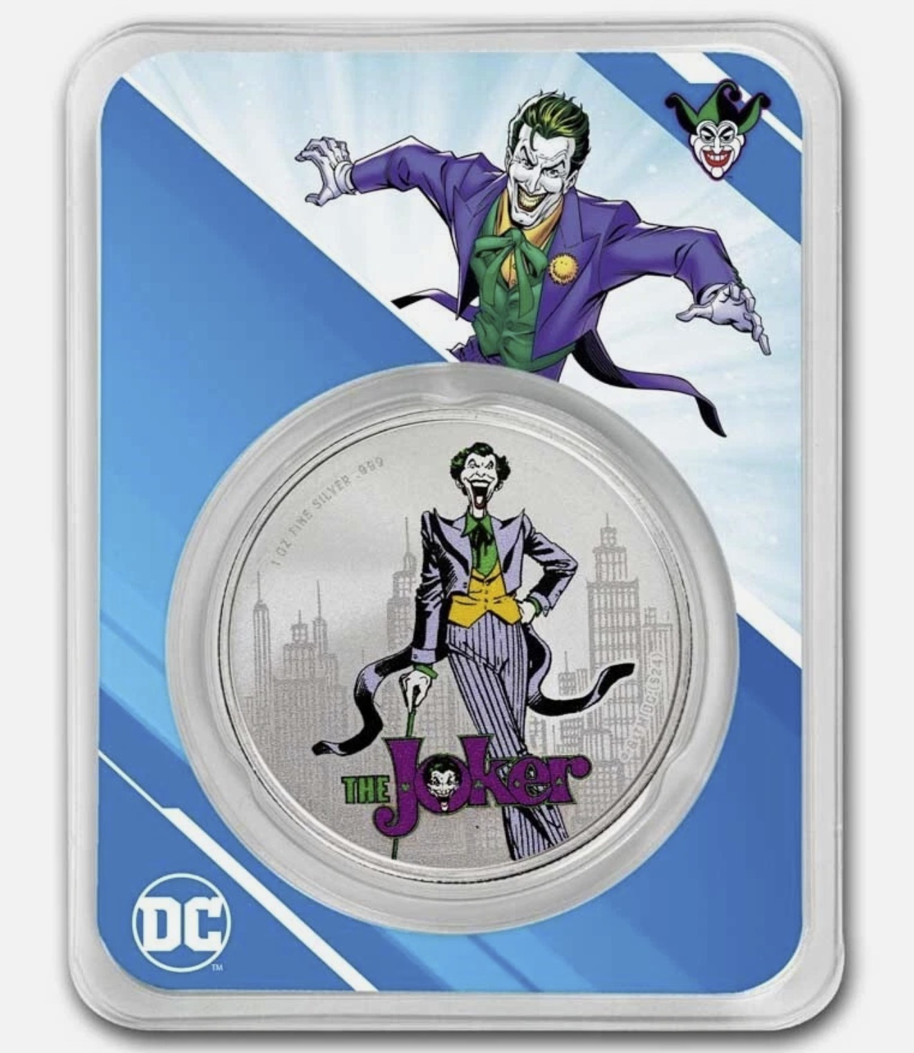 1 oz .999 Silver DC Comics 2024 The Joker Colorized Coin in TEP