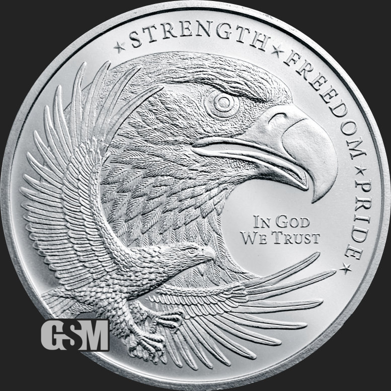 1 oz Silver Double Eagle & Flag Strength-Freedom-Pride .999 Silver Round BU