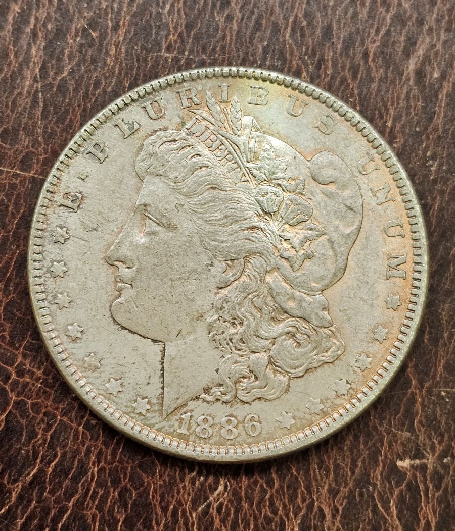 1886 P Morgan Silver Dollar $1 Coin- Cond. Very Good - OBV Cleaned