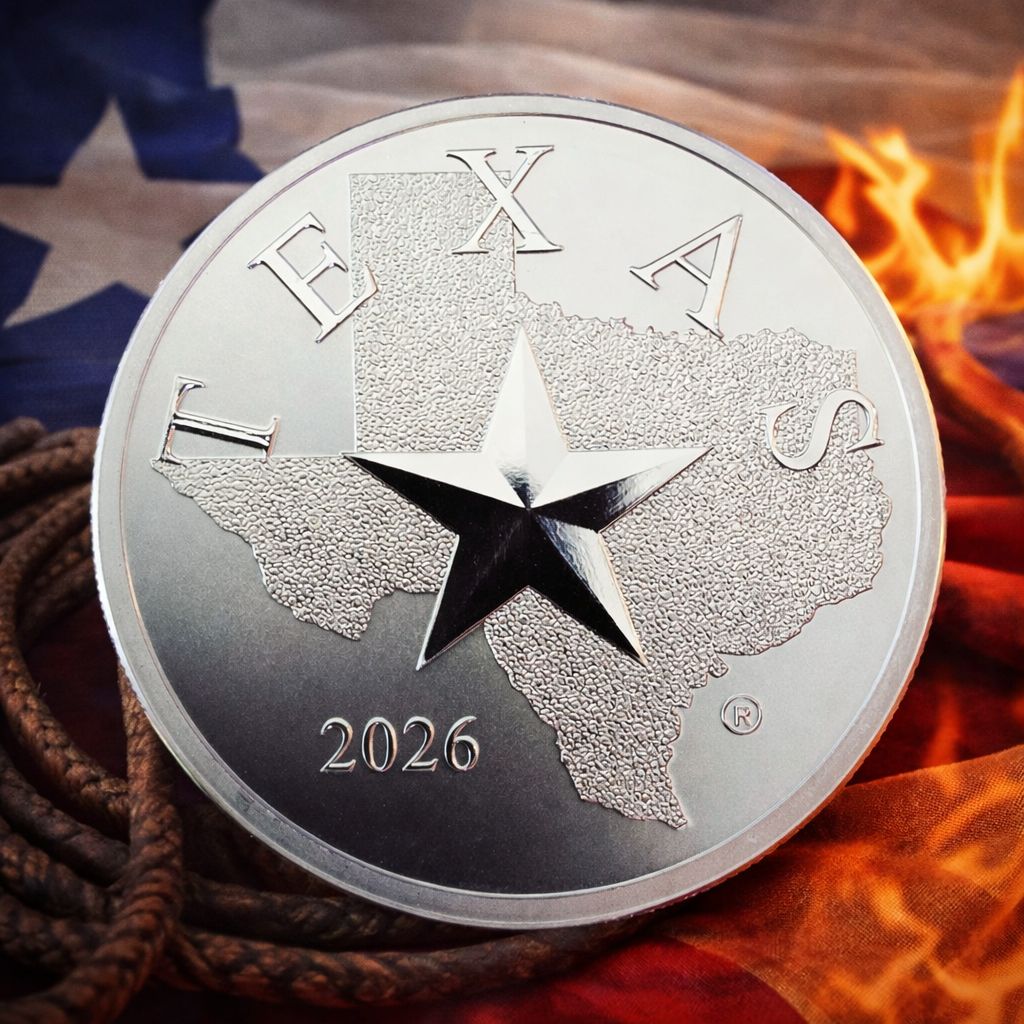 2026 1 oz .9999 Fine Silver Reverse Proof Silver Texas Round - Texas State Mint