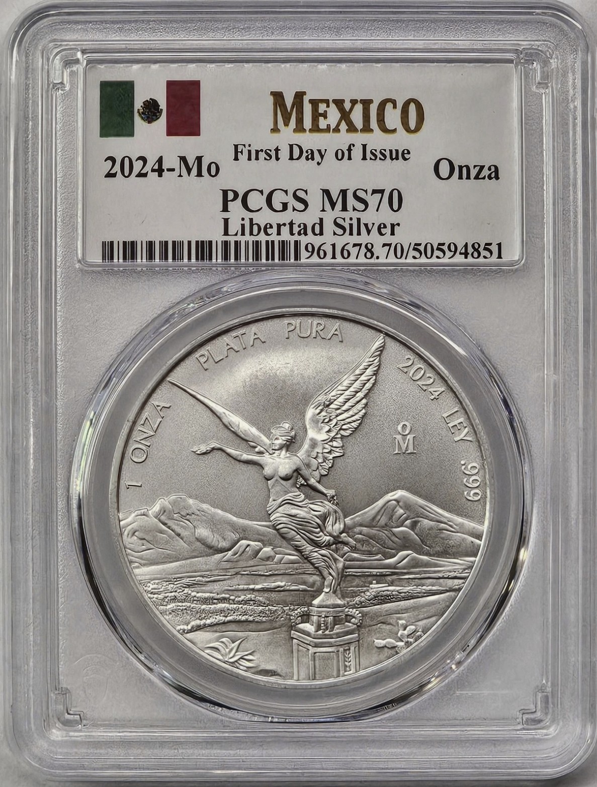2024 México 1 oz Silver Libertad 1 Onza - PCGS MS-70 First Day of Issue (FDI)