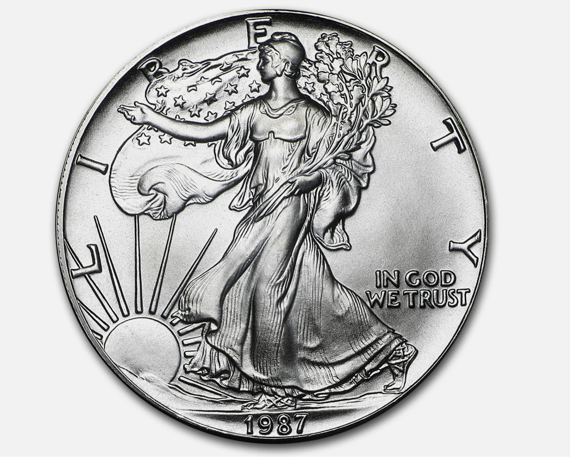 1987 1 oz American Silver Eagle Coin BU - Capsule