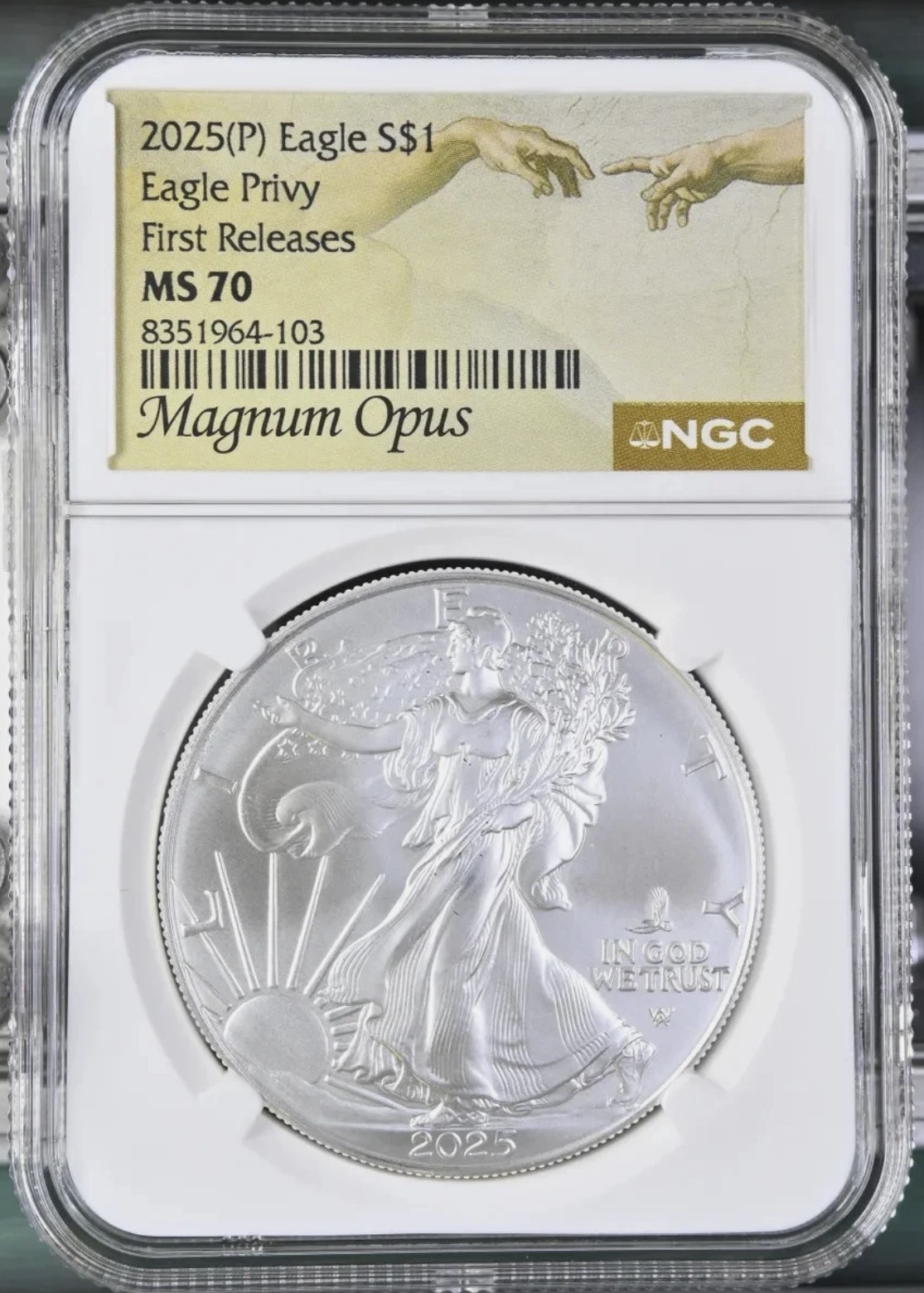 2025-P 1 oz American Silver Eagle Eagle Privy NGC MS70 First Releases