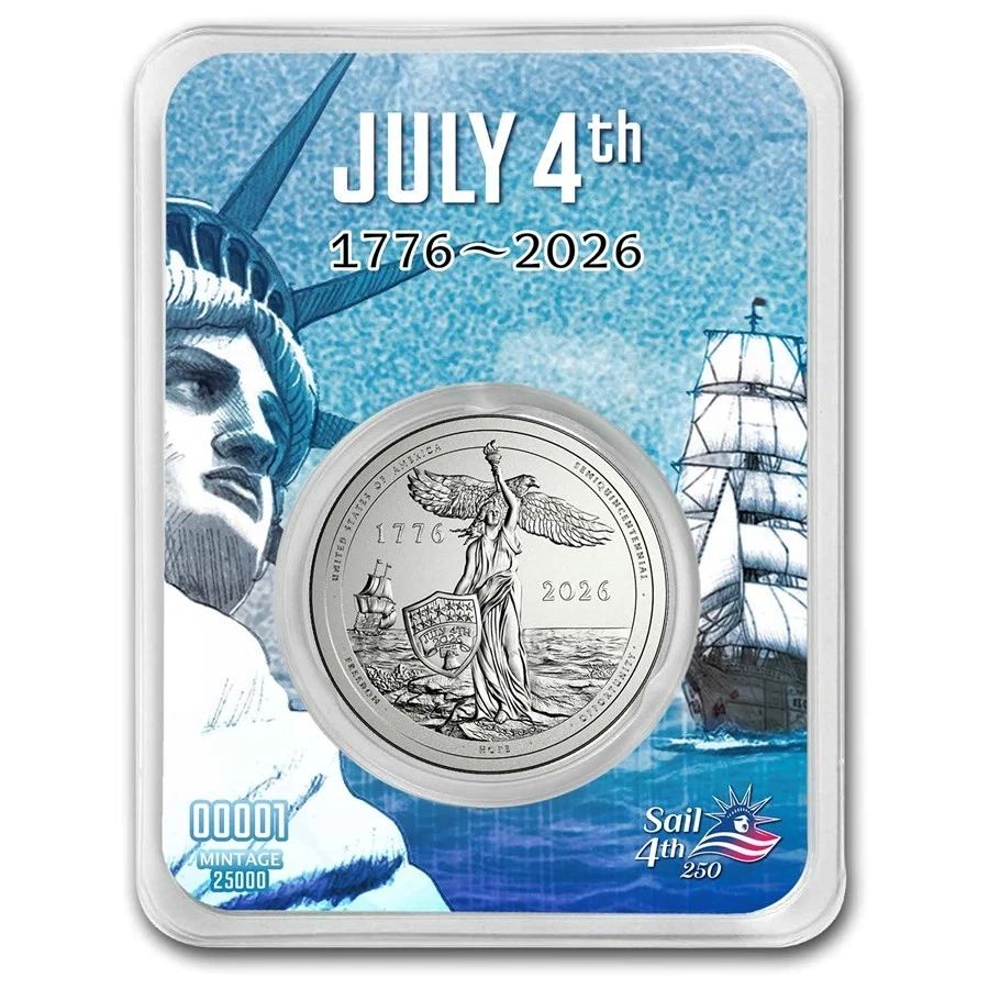 2026 Sail4th USA 250th July 4th 1776-2026 1/2 oz .999 Fine Silver Round in Assay