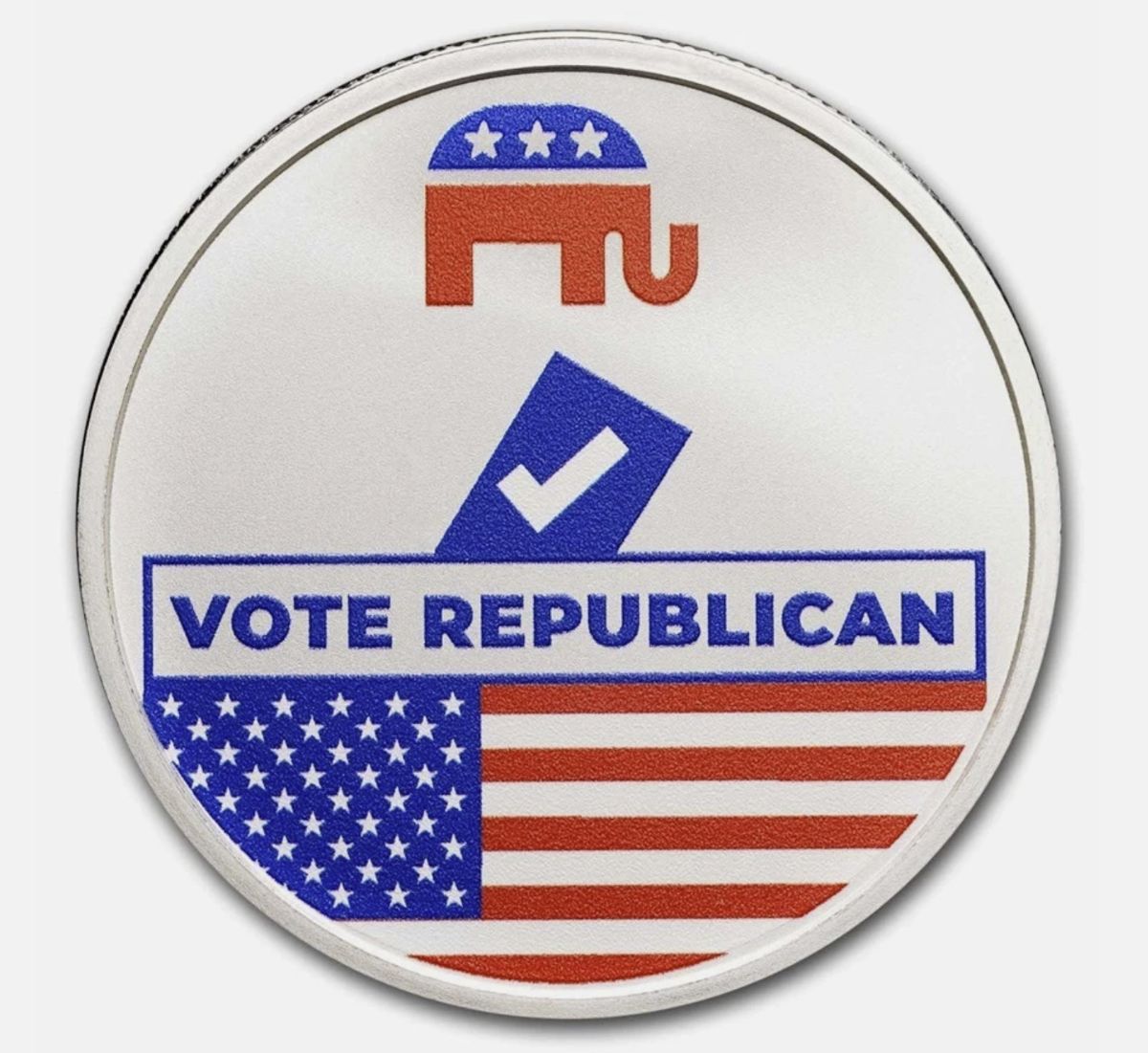 1 oz Silver Round Colorized - Vote Republican - Capsule w/Gift Bag