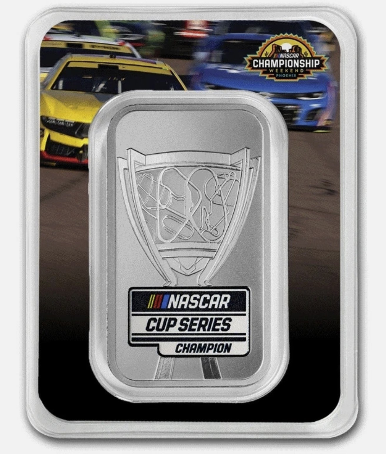 NASCAR Phoenix Championship Cup 1 oz Silver Bar PAMP in Assay