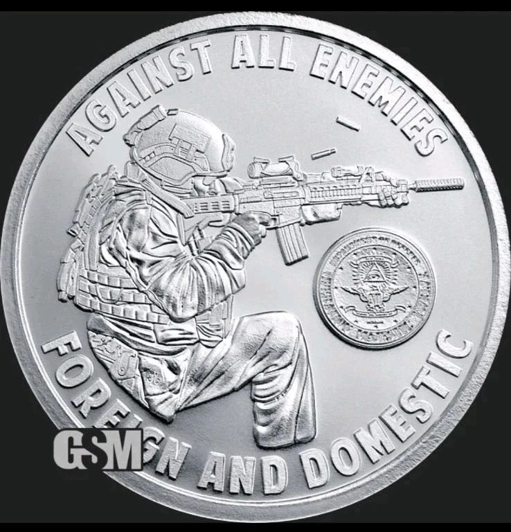 2026 Against All Enemies 1 oz .999 Fine Silver Shield Round BU