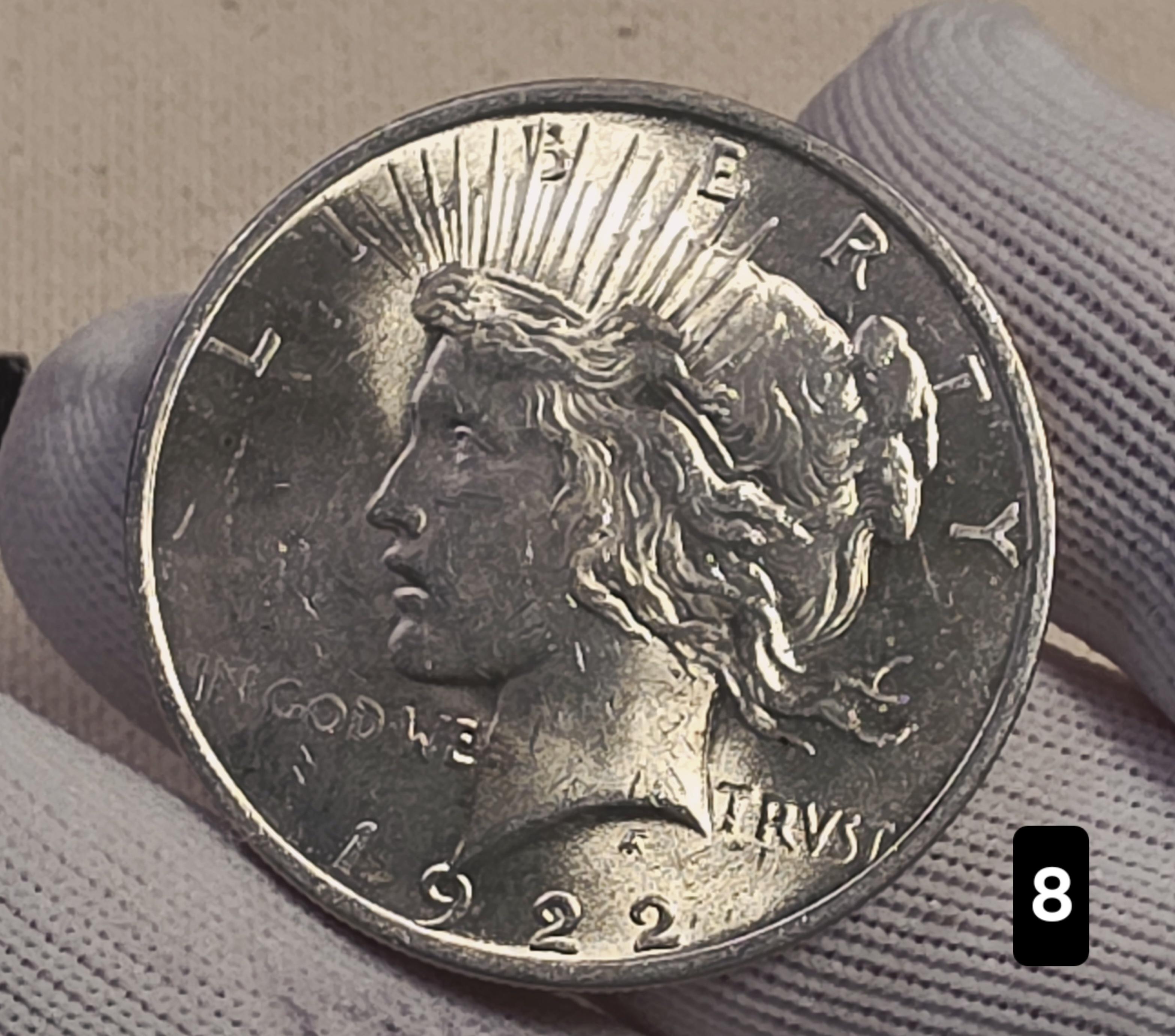 1922 $1 Peace Silver Dollar Coin 90% Silver - AU Auction #8
