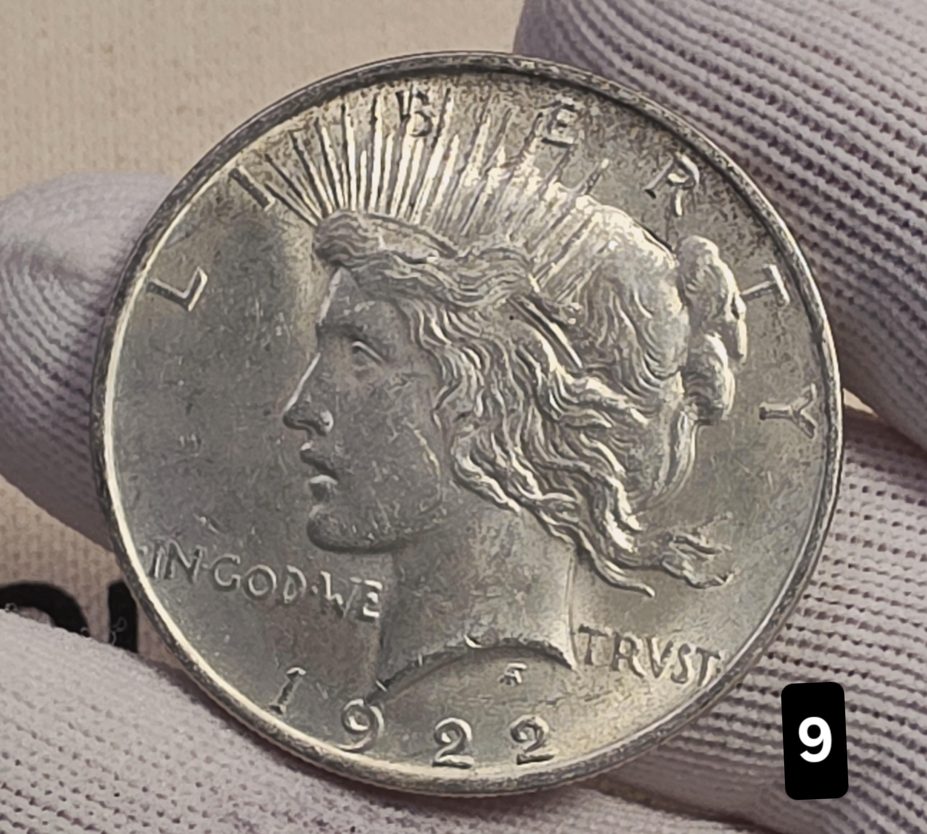 1922 $1 Peace Silver Dollar Coin 90% Silver - AU Auction #9