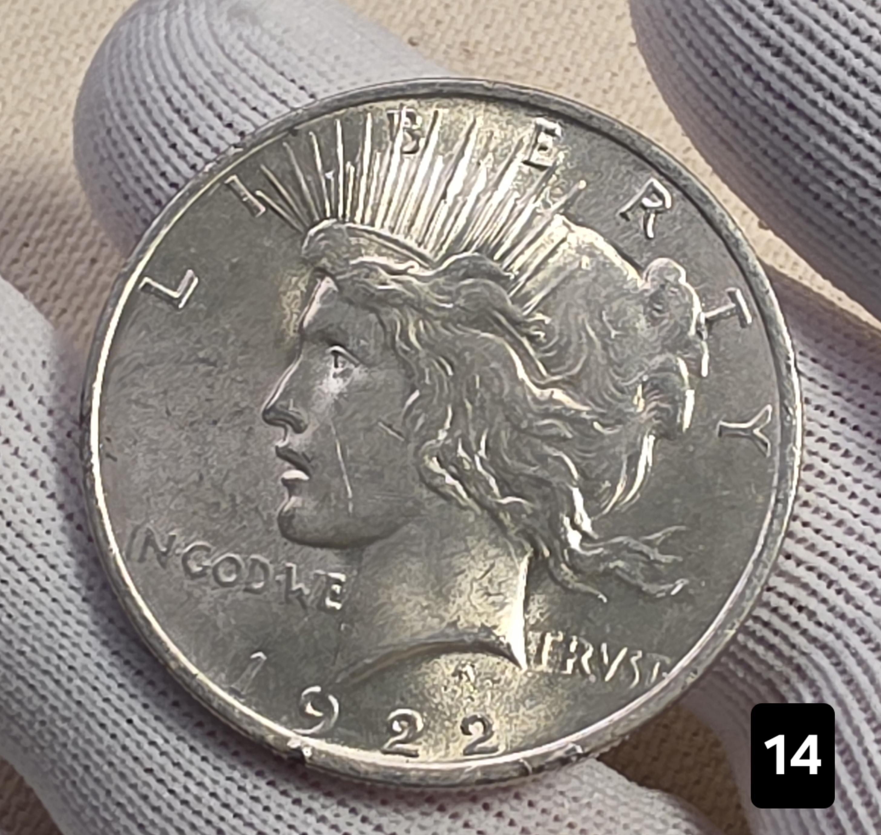 1922 $1 Peace Silver Dollar Coin 90% Silver - AU Auction #14