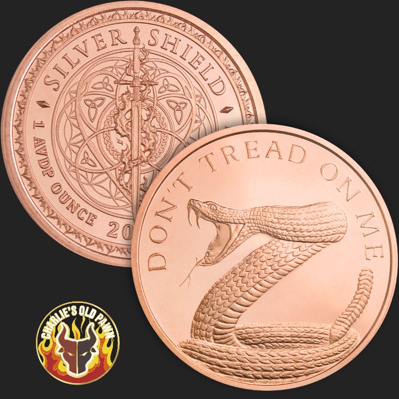 1 oz .999 Fine Copper Don't Tread on Me! Round - Silver Shield Mint