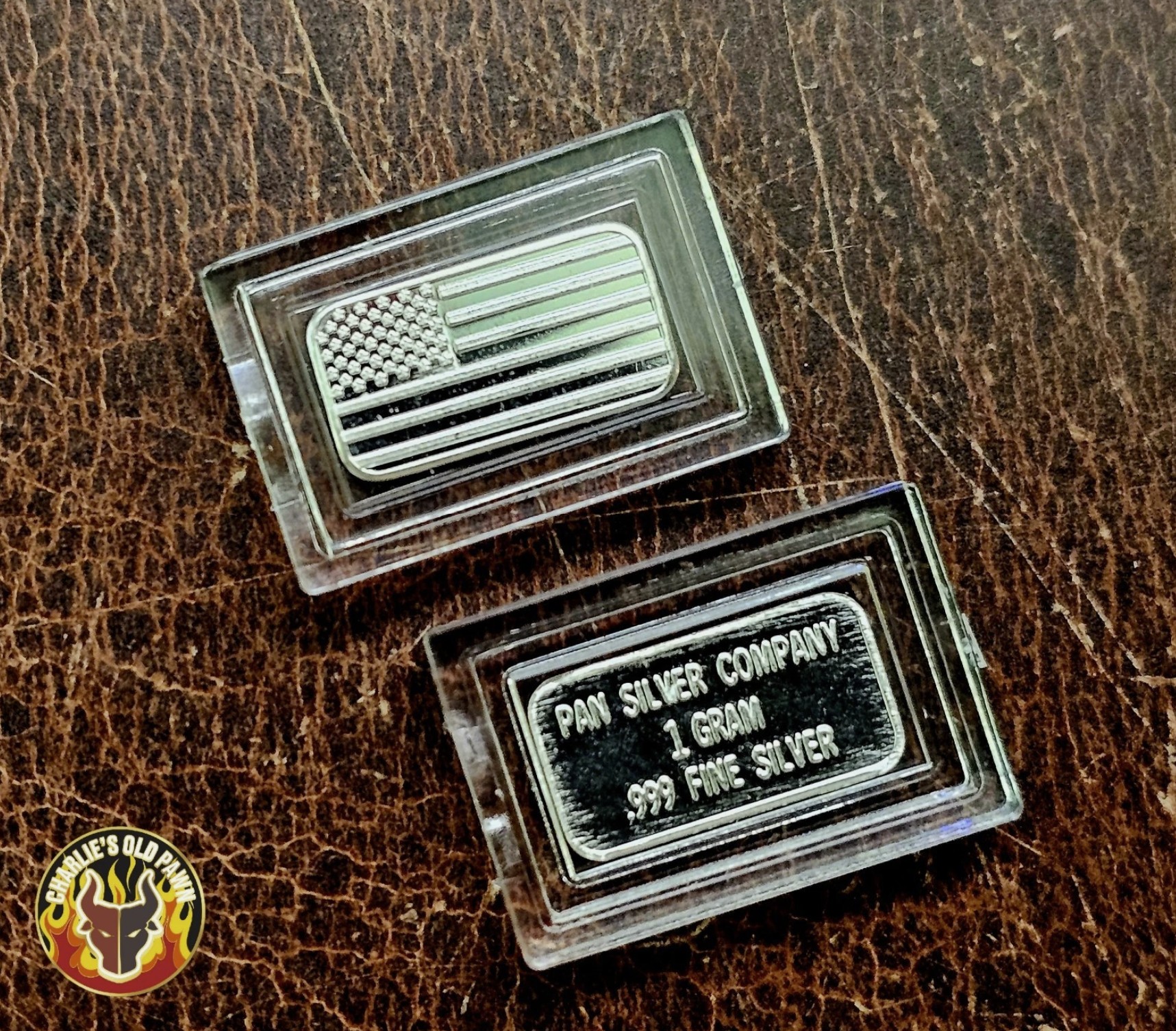 1 gram .999 Fine Silver American Flag Bar - Pan Silver Company - Capsule