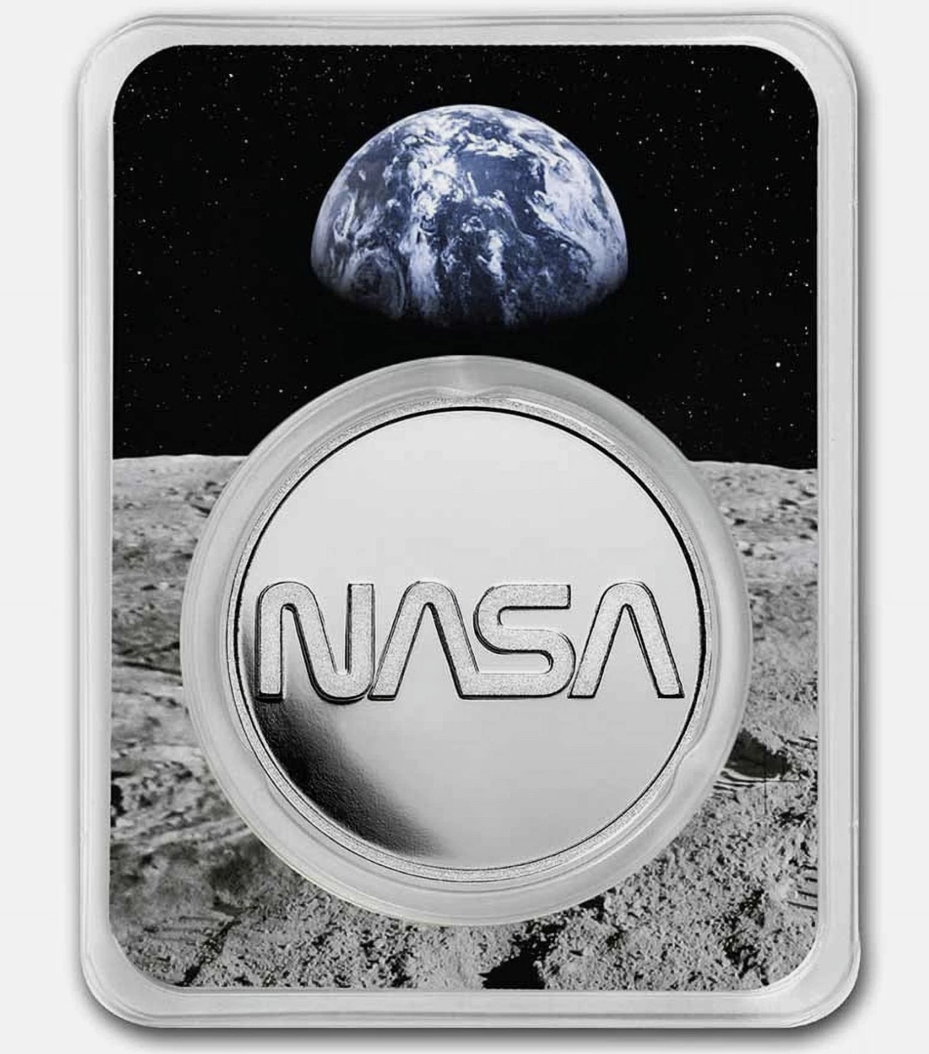 2022 1 oz Silver $10 Mesa Grande NASA Retro Worm Logo BU in TEP - Rare