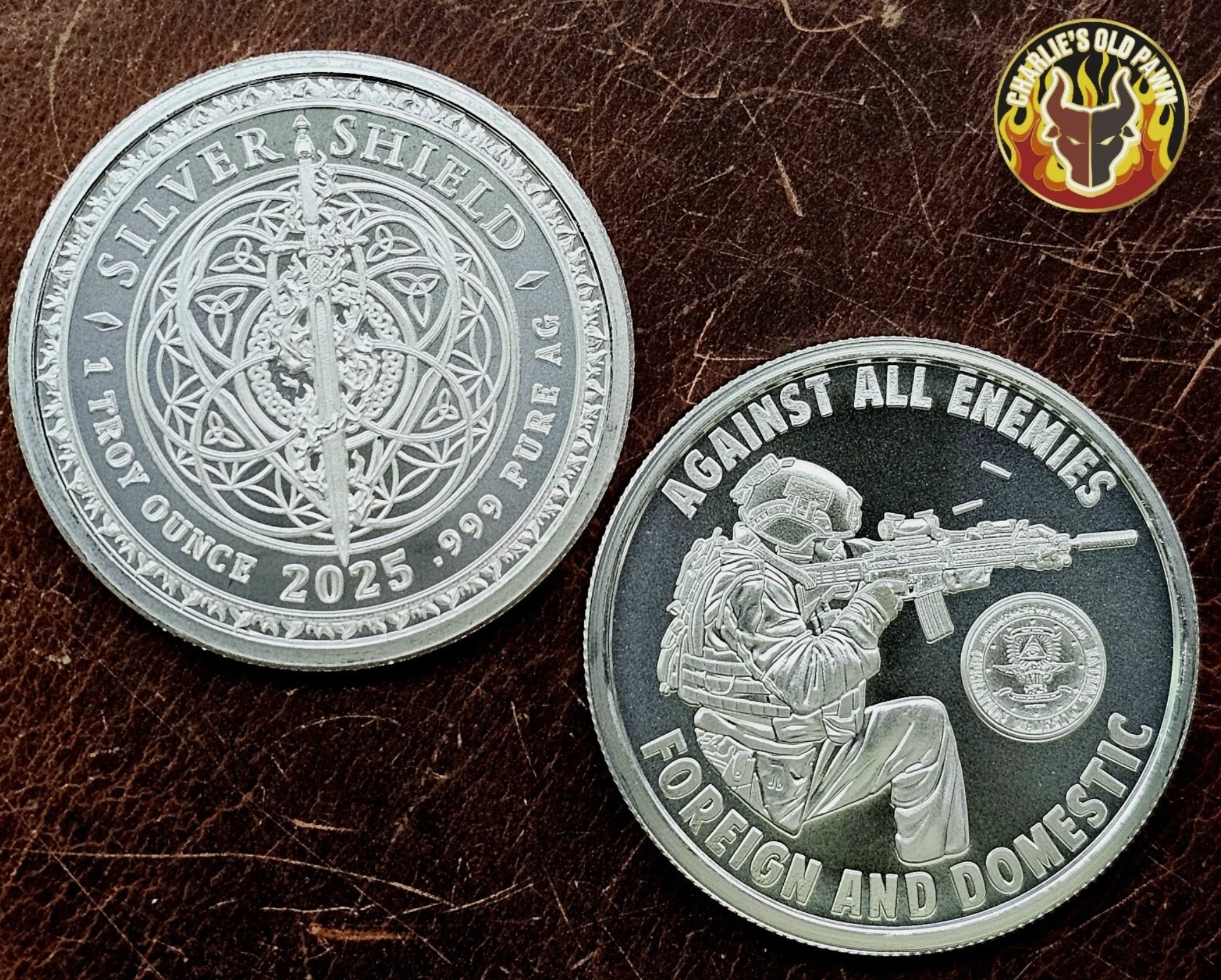 2025 1 oz .999 FINE SILVER SHIELD - AGAINST ALL ENEMIES - BU ROUND IN CAPSULE