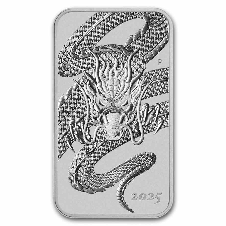 2025 Australia 1 oz Silver Dragon Rectangular Coin BU