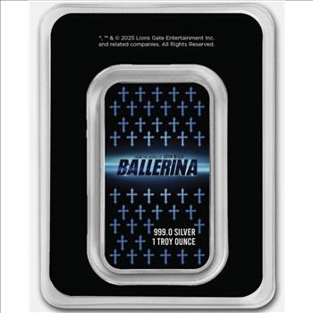 John Wick 1 oz .999 Fine Silver Ballerina Colorized Tattoo Bar w/ TEP