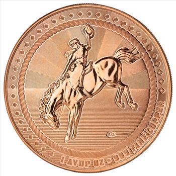 1 oz Copper Cowboy Rounds w/Buffalo Privy .999 Copper BU