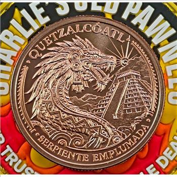 1 oz Copper Bullion Legado Mexicano Series - Quetzalcoatl .999 Fine Round