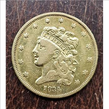 1834 $5 Gold Classic Head Half Eagle Plain 4 VF - VERY FINE - CLEANED - GRAB A PIECE OF US HISTORY