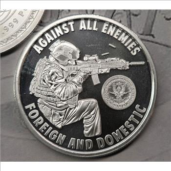 2026 Against All Enemies 1 oz .999 Fine Silver Shield Round BU