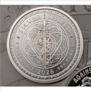 2026 Against All Enemies 1 oz .999 Fine Silver Shield Round BU