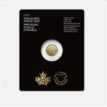 2023 Canada 1/10 oz Treasured Gold Maple Leaf .9999 Premium Gold Coin - Card
