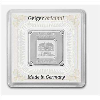 10 gram Silver Square - Geiger Edelmetalle (Encapsulated w/Assay)