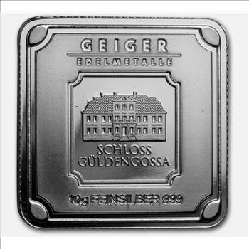 10 gram Silver Square - Geiger Edelmetalle (Encapsulated w/Assay)