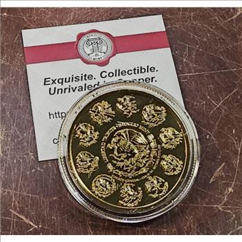 2026 Mexico Libertad Tribute 1 oz Copper Round 24K Gold Gilded W/Mint Capsule