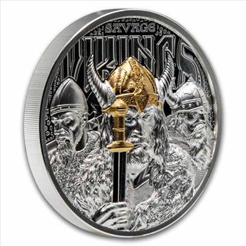 2026 Cook Islands 3 oz Silver Savage Vikings Proof (w/ Box & COA) Sealed NIB