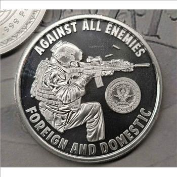 2026 Against All Enemies 1 oz .999 Fine Silver Shield Round BU