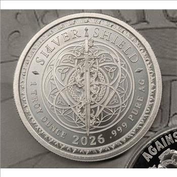 2026 Against All Enemies 1 oz .999 Fine Silver Shield Round BU
