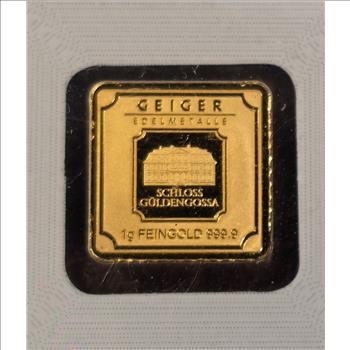 1 Gram .9999 Gold Bar - Geiger Original In Secure Capsule