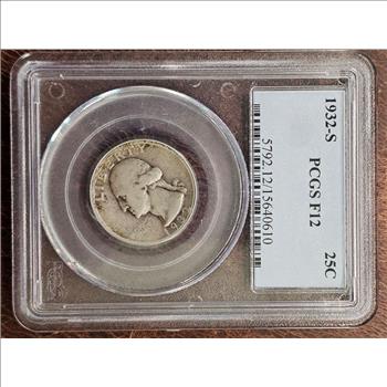1932-S George Washington Silver Quarter - 25c US Coin - PCGS F12