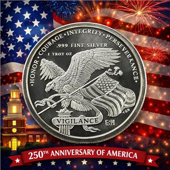 1 oz Silver USA 250th Anniversary Silver Round .999 Bullion - Golden State Mint