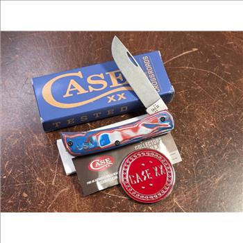 Case XX Knives XR Crossroads Sod Buster Red White Blue Burl G-10 Model 66386