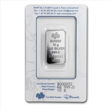 Pamp Suisse Lady Fortuna 10 Gram .999 Silver Bar - In Assay