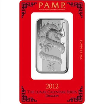 PAMP Suisse Lunar Dragon 1 oz .999 Silver Bar in Assay