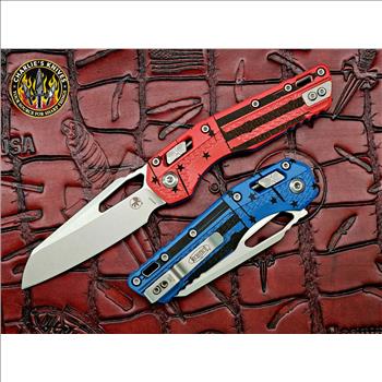 Microtech MSI Ram-Lok USA FLAG Polymer Tri-Grip Handle Stonewash M390 Blade