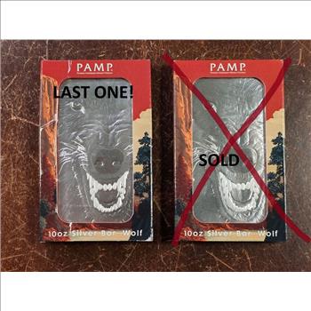 10 oz Silver Bar - PAMP Suisse Into the Wild - Wolf