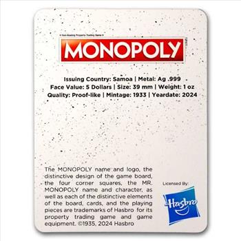 2024 Samoa 1 oz Silver Mr. Monopoly Rise to Wealth