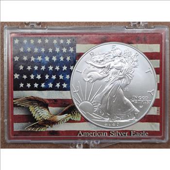 2026 1 oz American Silver Eagle BU w/American Flag Coin Holder