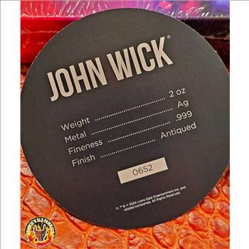 John Wick 2 oz Silver Continental Antiqued Coin (Limited Edition) Sealed Mint