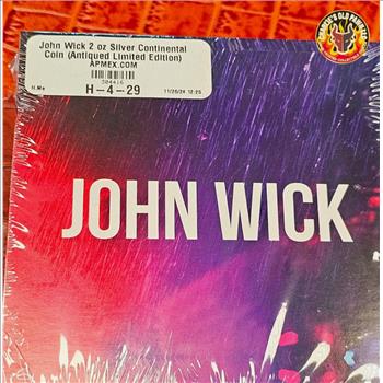 John Wick 2 oz Silver Continental Antiqued Coin (Limited Edition) Sealed Mint