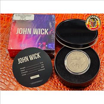 John Wick 2 oz Silver Continental Antiqued Coin (Limited Edition) Sealed Mint