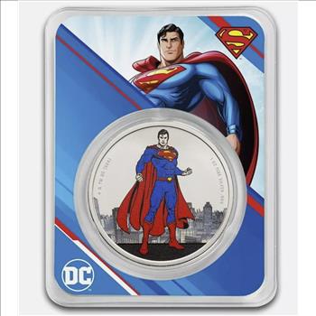 1 oz .999 Silver DC Comics 2024 Superman Color Samoa Coin in TEP